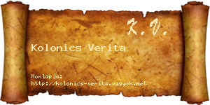 Kolonics Verita névjegykártya